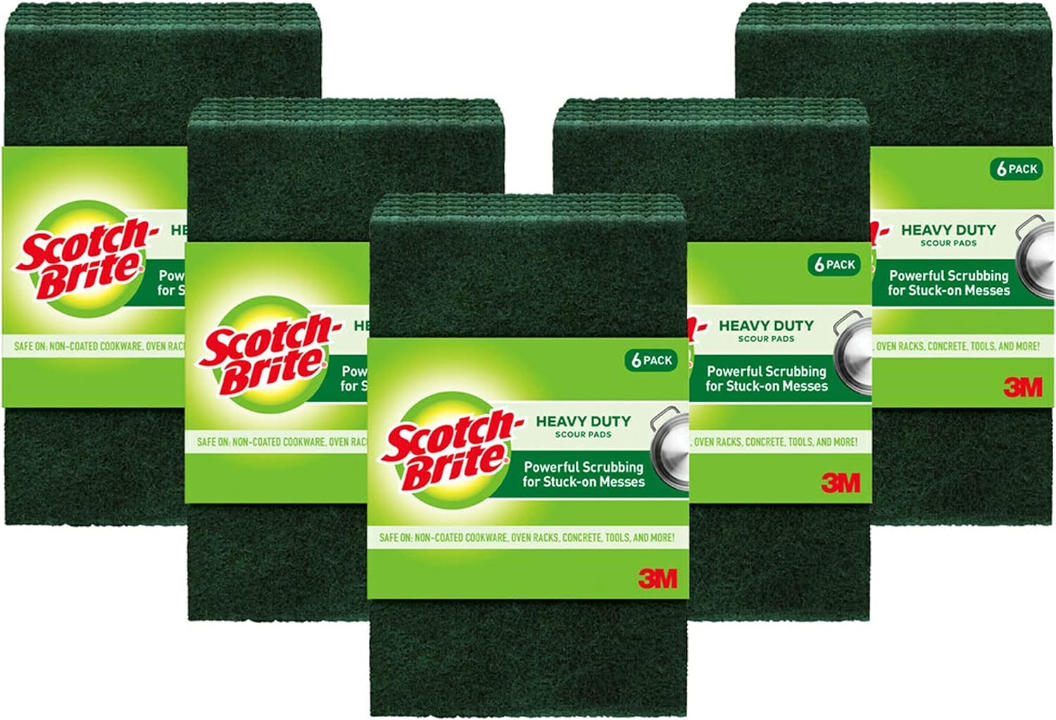 Scotch-Brite Heavy Duty Scour Pads, Great For The Kitchen, Garage and Outdoors, 8 Pads