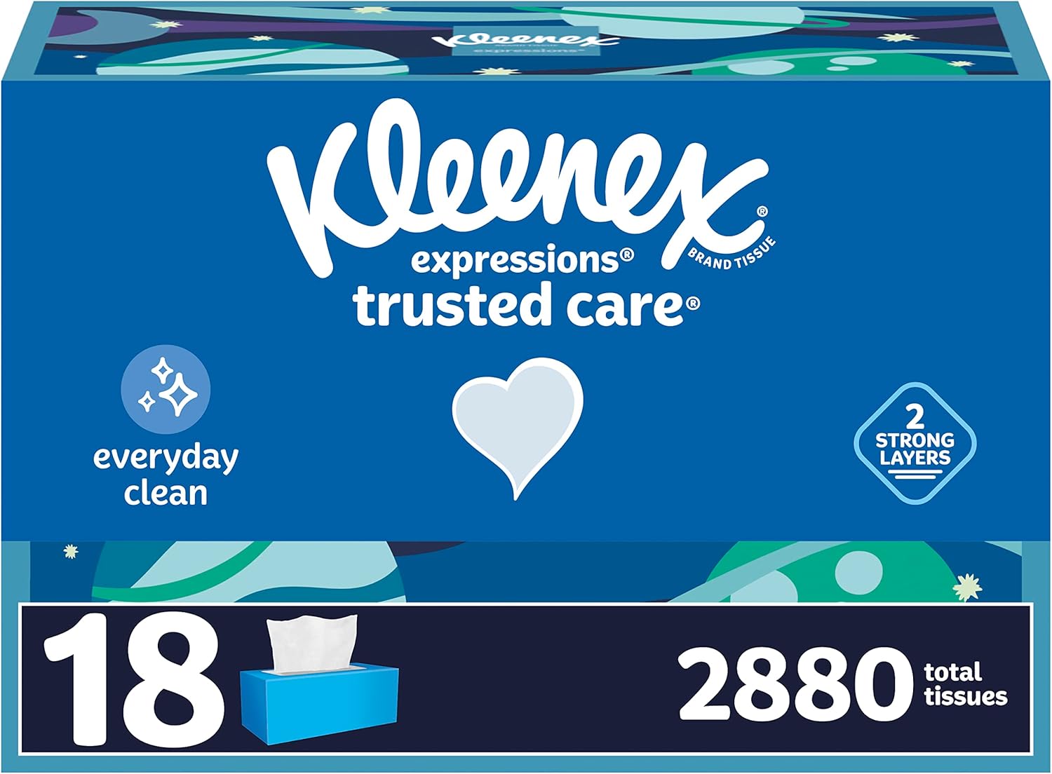 Kleenex Trusted Care Facial Tissues, 8 Flat Boxes, 200 Tissues per Box, 2-Ply, Packaging May Vary