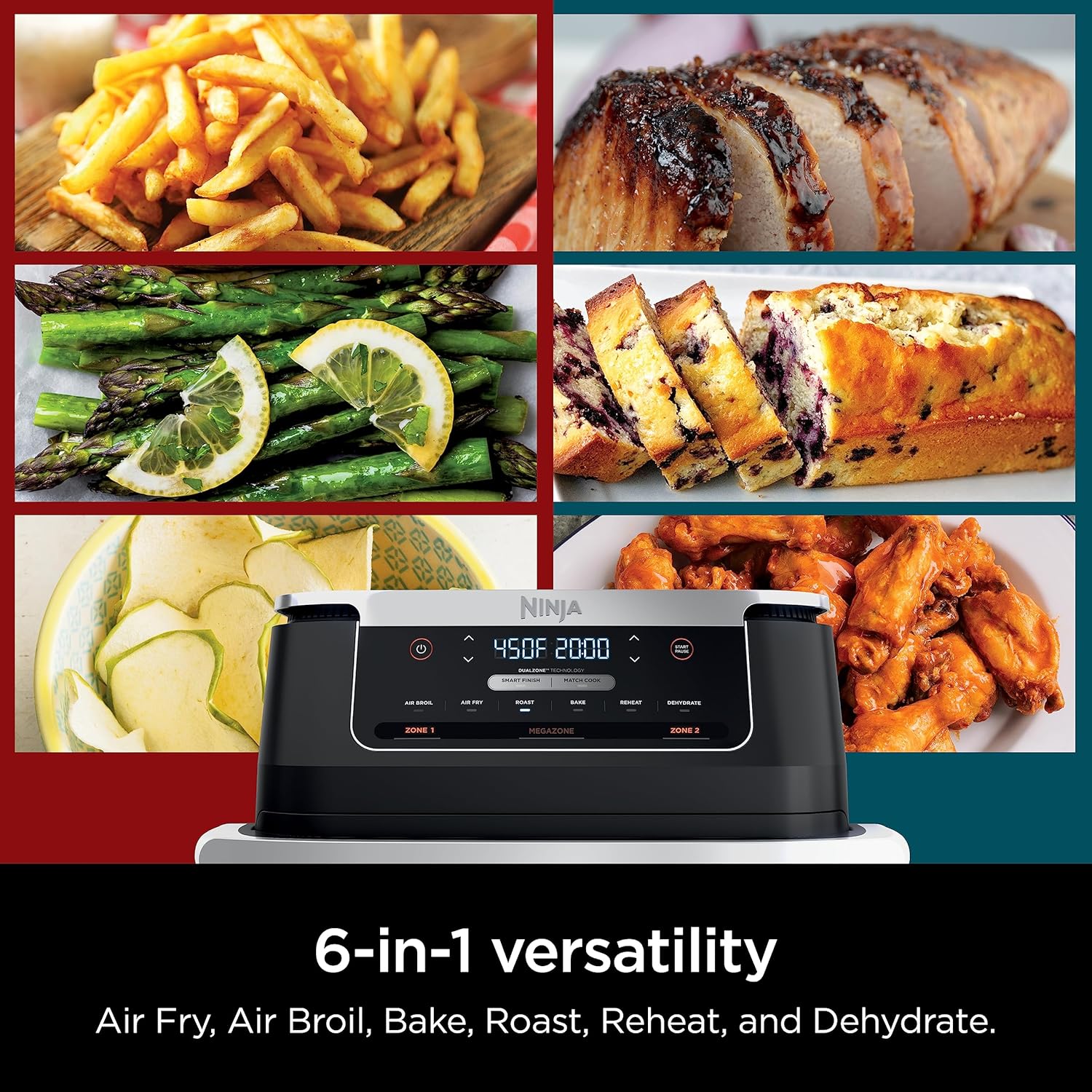 Ninja Air Fryer, Thermometer, Roast, Bake, Air Fry, Crisps, Broil, Reheats, Keep Warm, 10-in-1, Fries, Frozen Food, Veggies, and Meat, Quick Meals, Healthy Meals, Less Oil