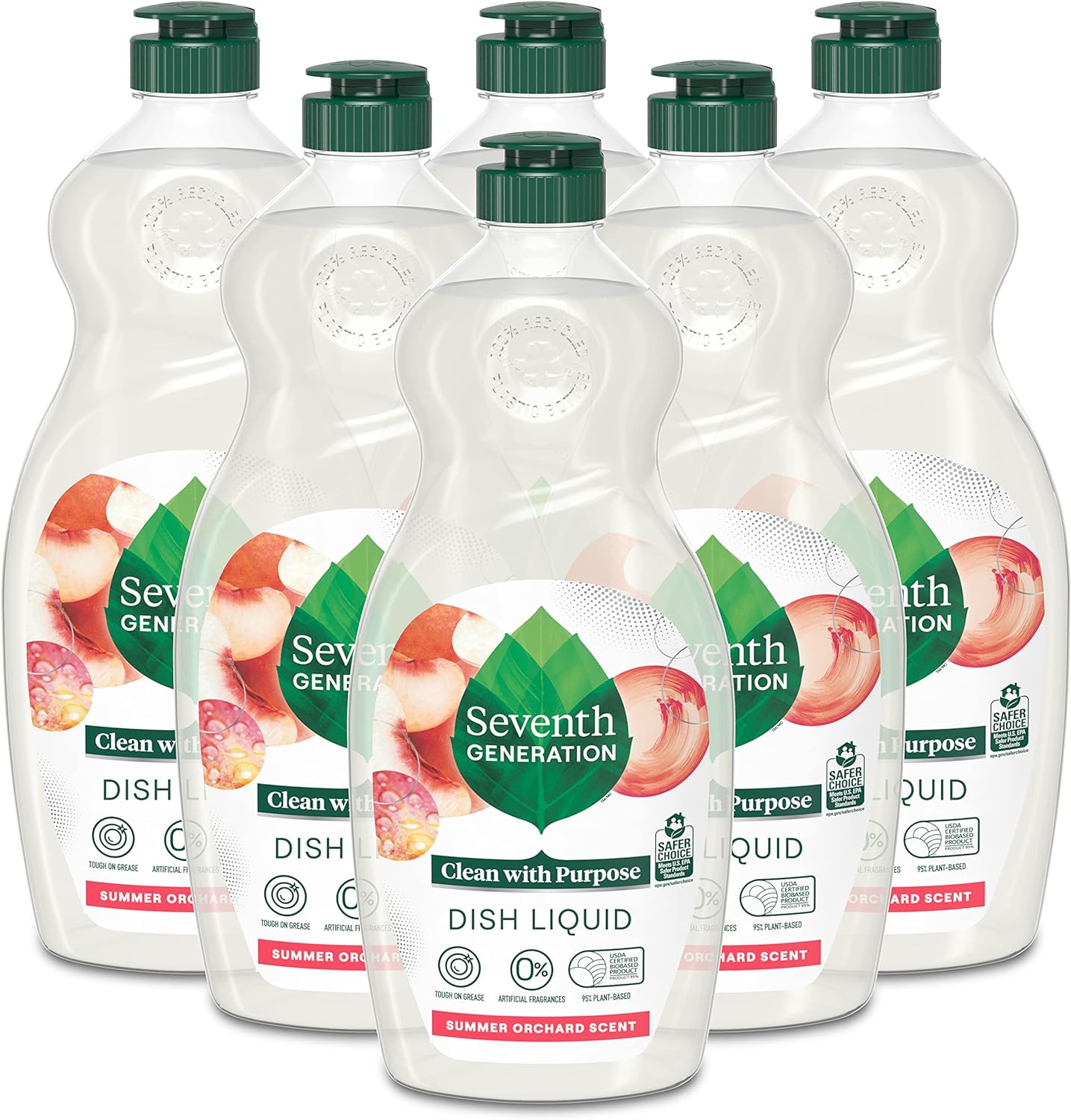 Seventh Generation Dish Liquid Soap Free & Clear liquid soap Pack of 6 Dishwashing Soap Dish Soap for sensitive skin 19 oz