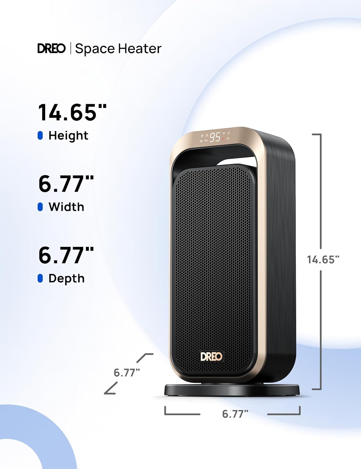 Dreo Quiet Space Heaters for Indoor Use, 1500W Electric Heater with Remote, PTC Ceramic Heater with Thermostat, 12H Timer, 70° Oscillation, Digital Display, Fast Safety Room Heater for Bedroom Office