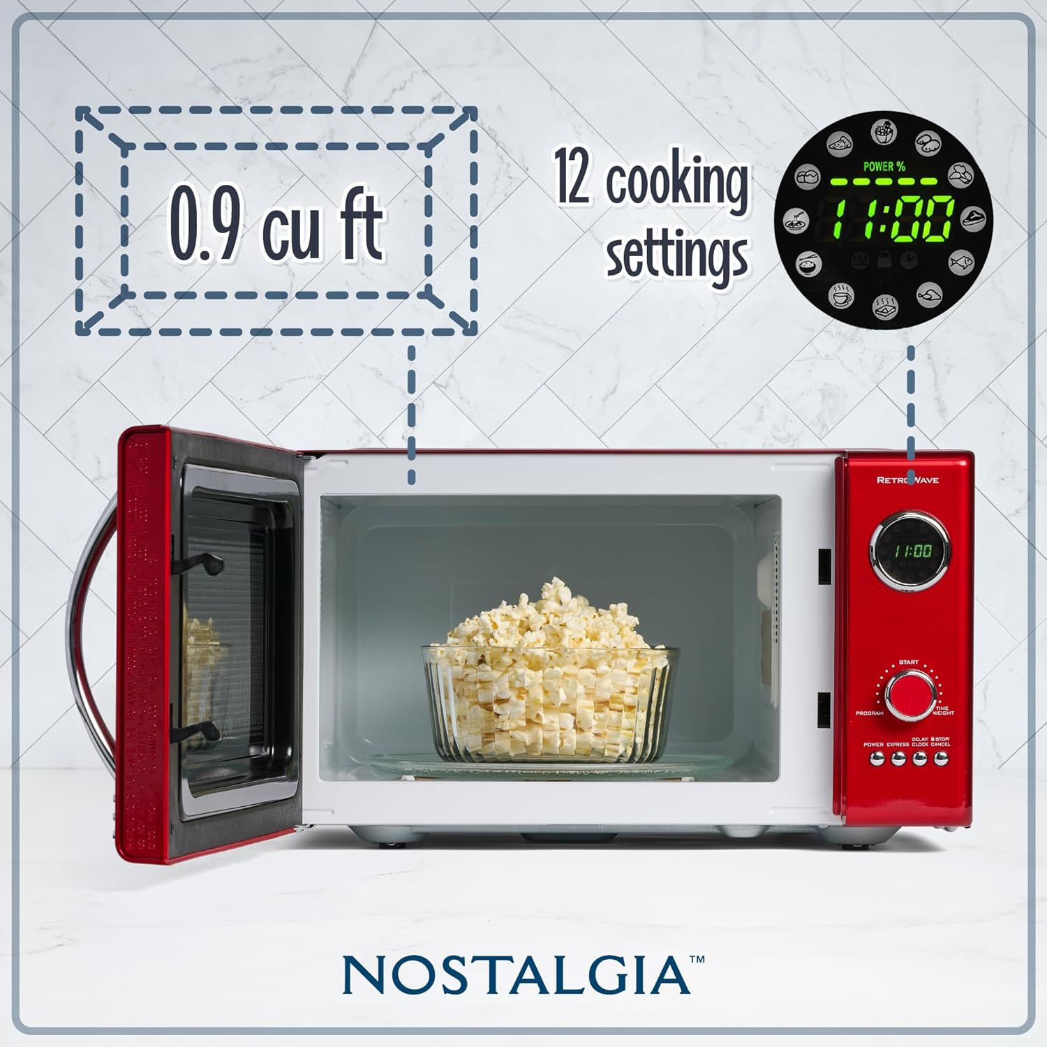 Nostalgia Retro Compact Countertop Microwave Oven - 0.7 Cu. Ft. - 700-Watts with LED Digital Display - Child Lock - Easy Clean Interior - Aqua
