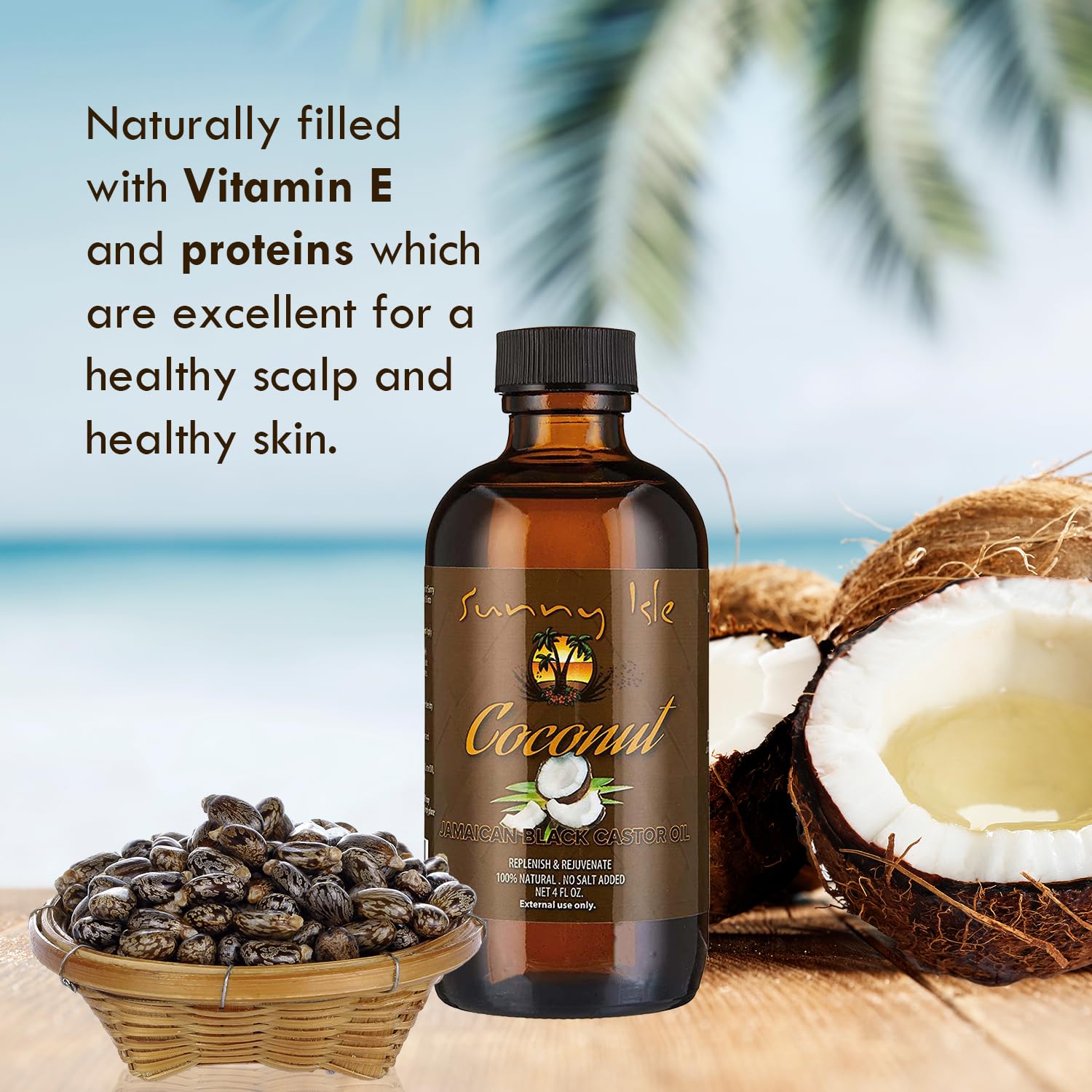 Sunny Isle Jamaican Black Castor Oil 4oz | 100% Natural Treatment for Hair, Scalp and Skin