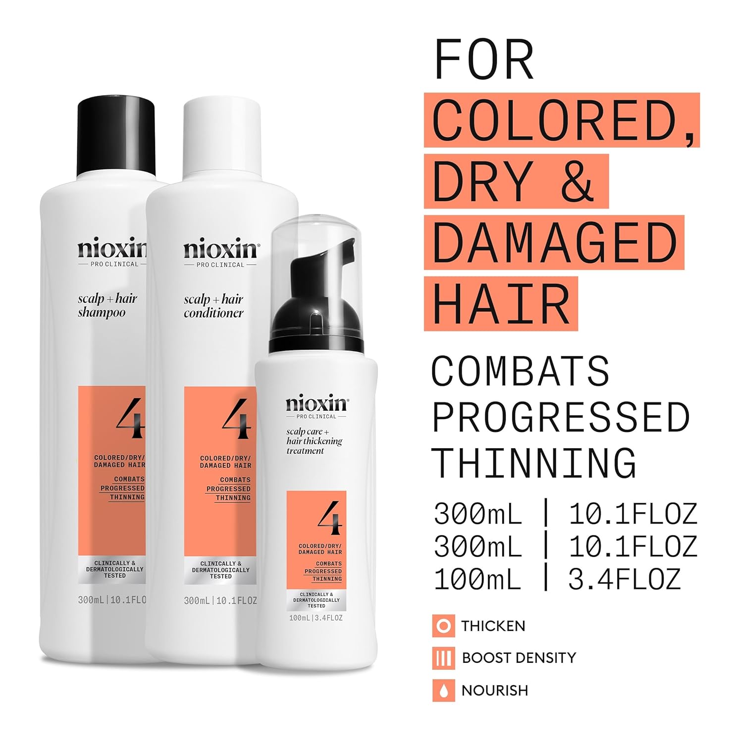 Nioxin Scalp + Hair Thickening System 2 - Hair Thickening System for Natural Hair with Progressed Thinning, Full Size (Packaging May Vary)