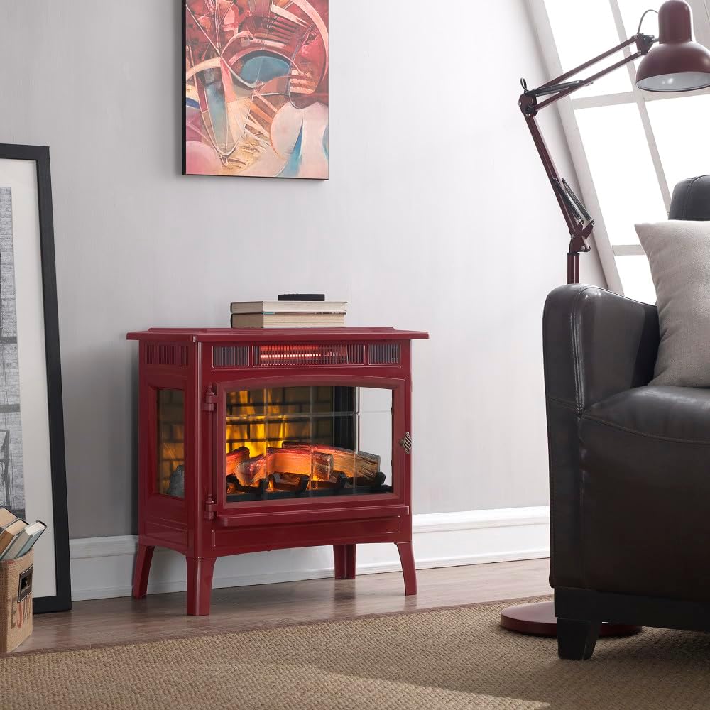 duraflame Freestanding Electric Fireplace Stove Heater with 3D Flame Effect for 1,000 Sq. Ft. Room, Black