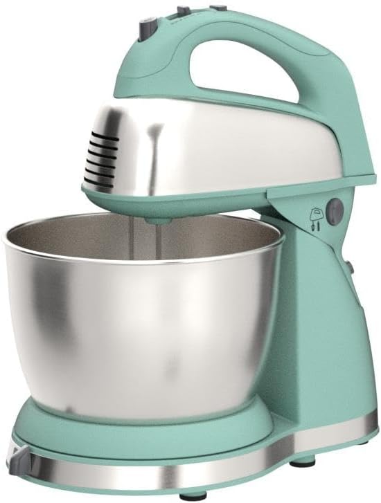 Hamilton Beach Classic Stand and Hand Mixer, 4 Quarts, 6 Speeds with QuickBurst, Bowl Rest, 290 Watts Peak Power, Black and Stainless