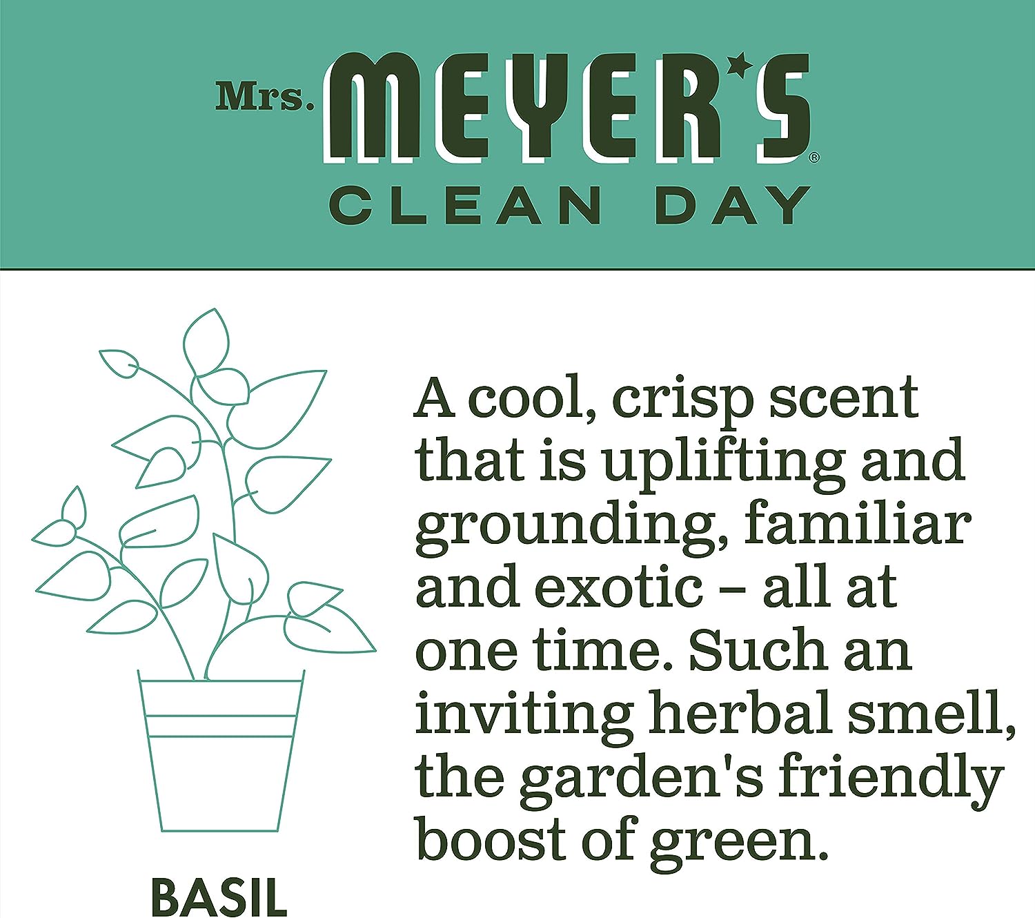 Mrs. Meyer's Liquid Dish Soap, Biodegradable Formula, Basil, 16 fl. oz - Pack of 3