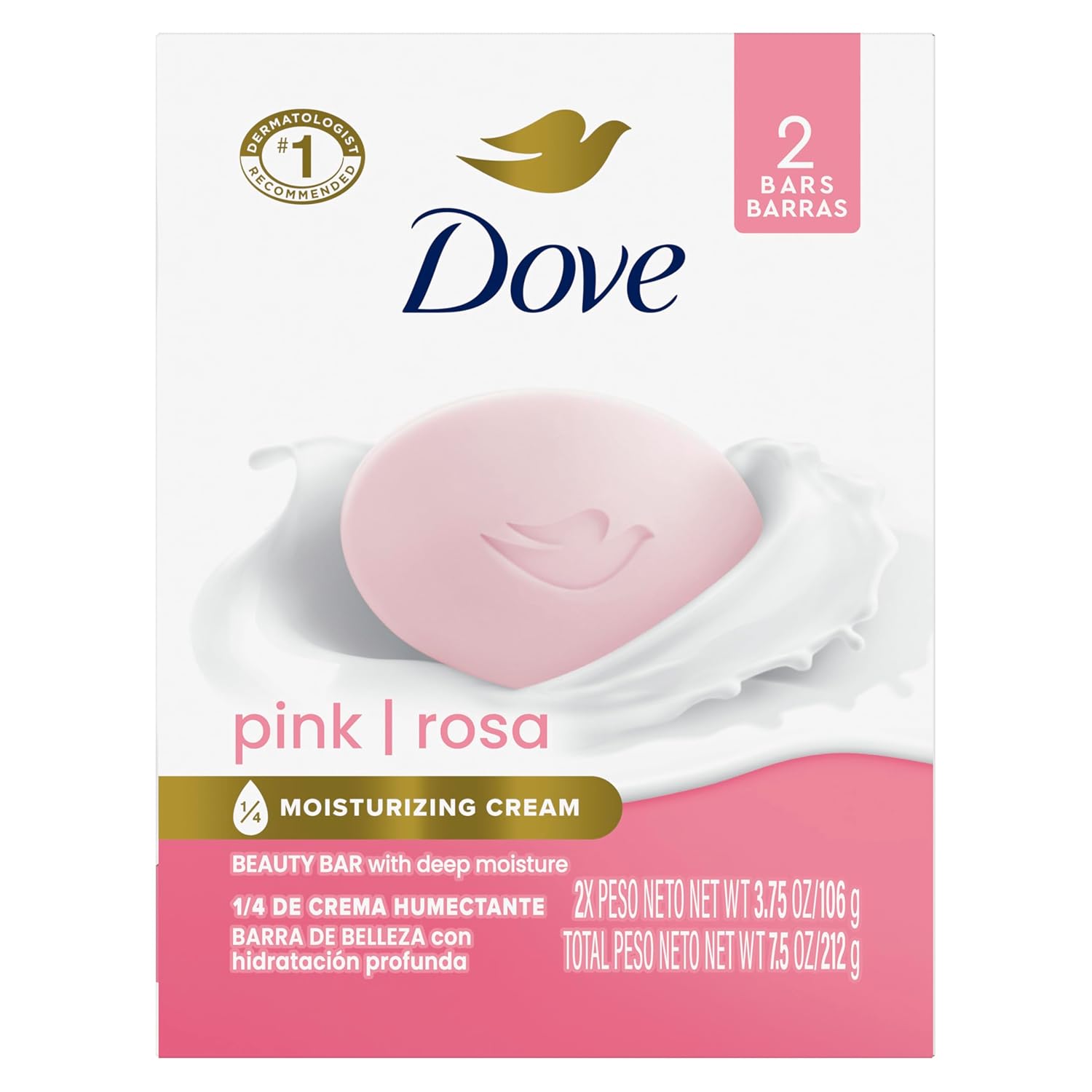 Dove Beauty Bar Gentle Skin Cleanser Pink 6 Bars Moisturizing for Gentle Soft Skin Care More Moisturizing Than Bar Soap 3.75 oz