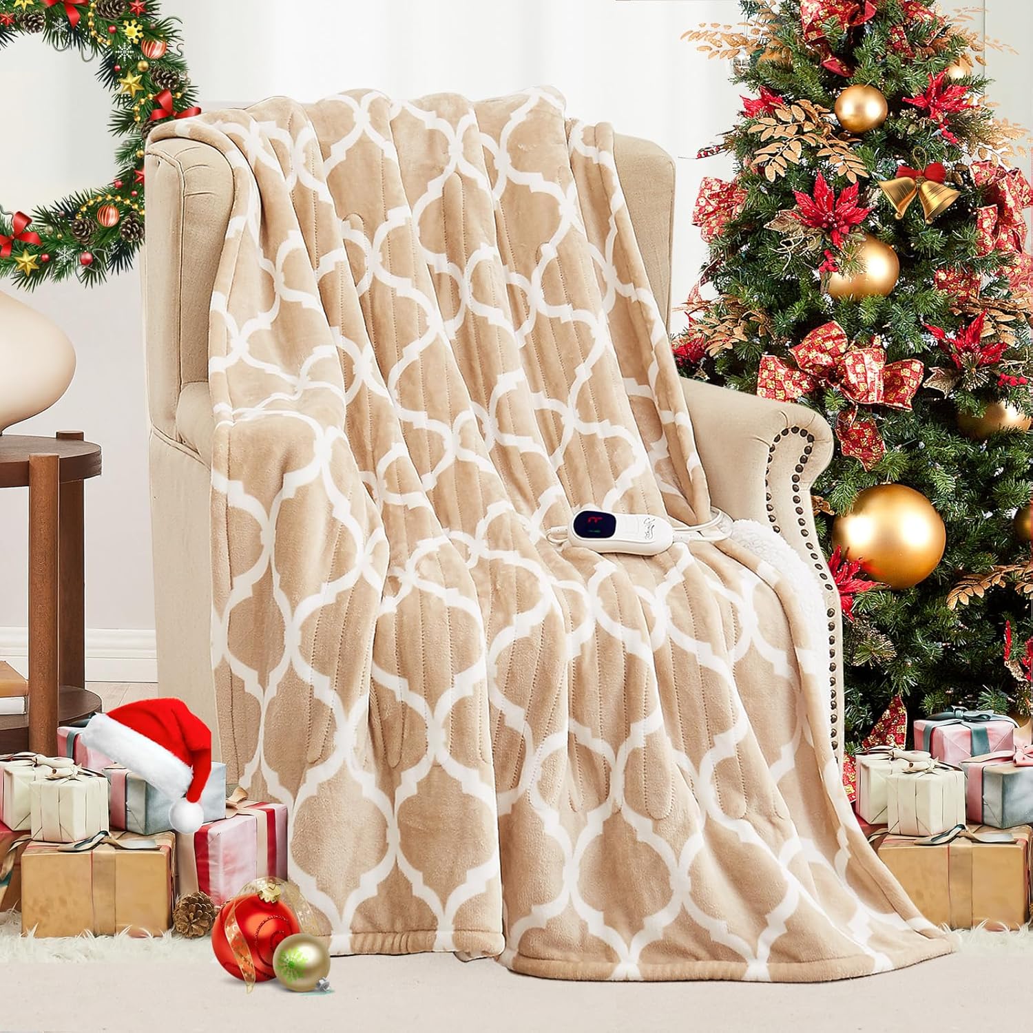 Homemate Heated Blanket Electric Throw - 50“x60“ Heating Blanket with 10 Fast Heat Levels 8 Hours Auto Off Soft Cozy Flannel Over-Heated Protection ETL Certification Keep Warming in Home