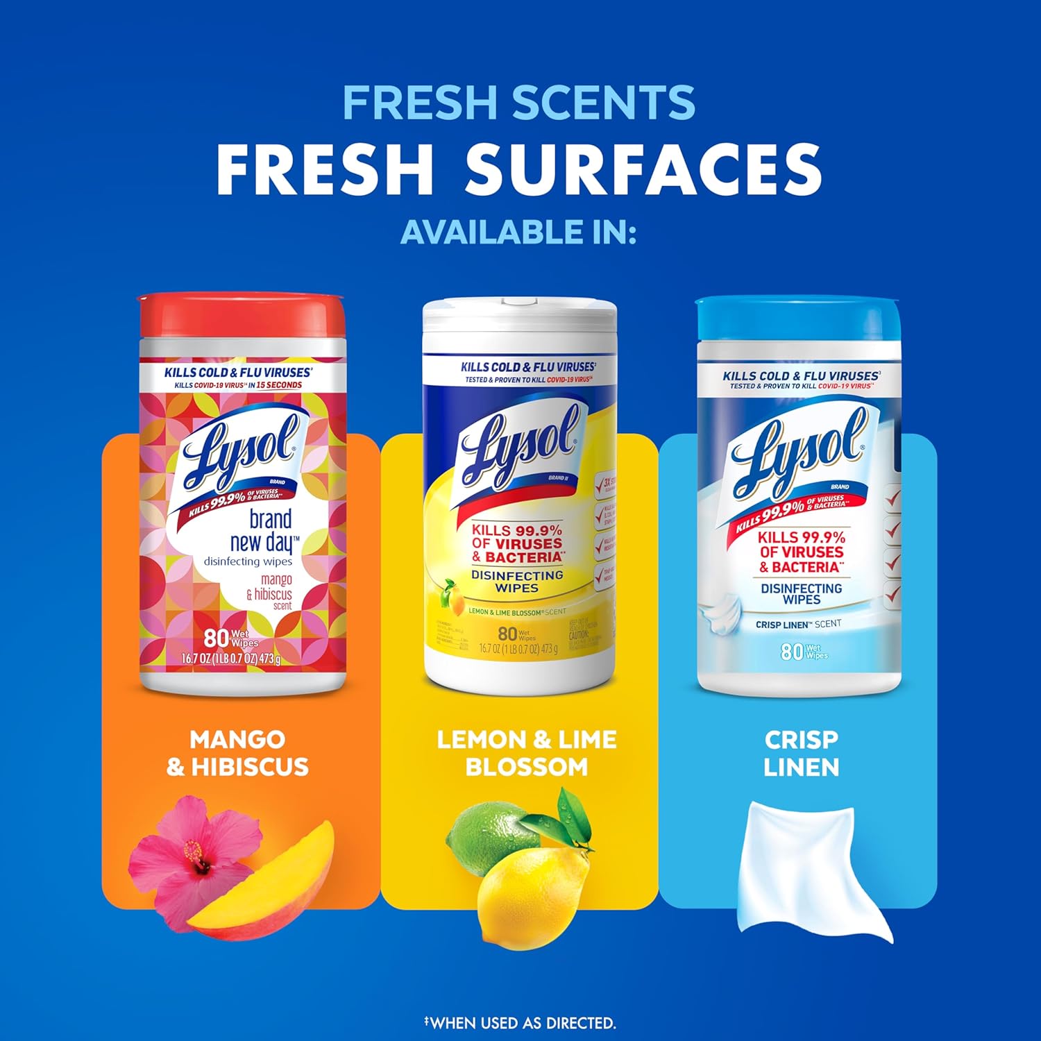 Lysol Disinfecting Wipes Bundle, Home Apartment Dorm Room Essentials and Cleaning Supplies, All Purpose Cleaner, Multi-surface Cleaning Wipes, Multi-Scent Sanitizing Wipes Bundle, 80 Count (4pk)