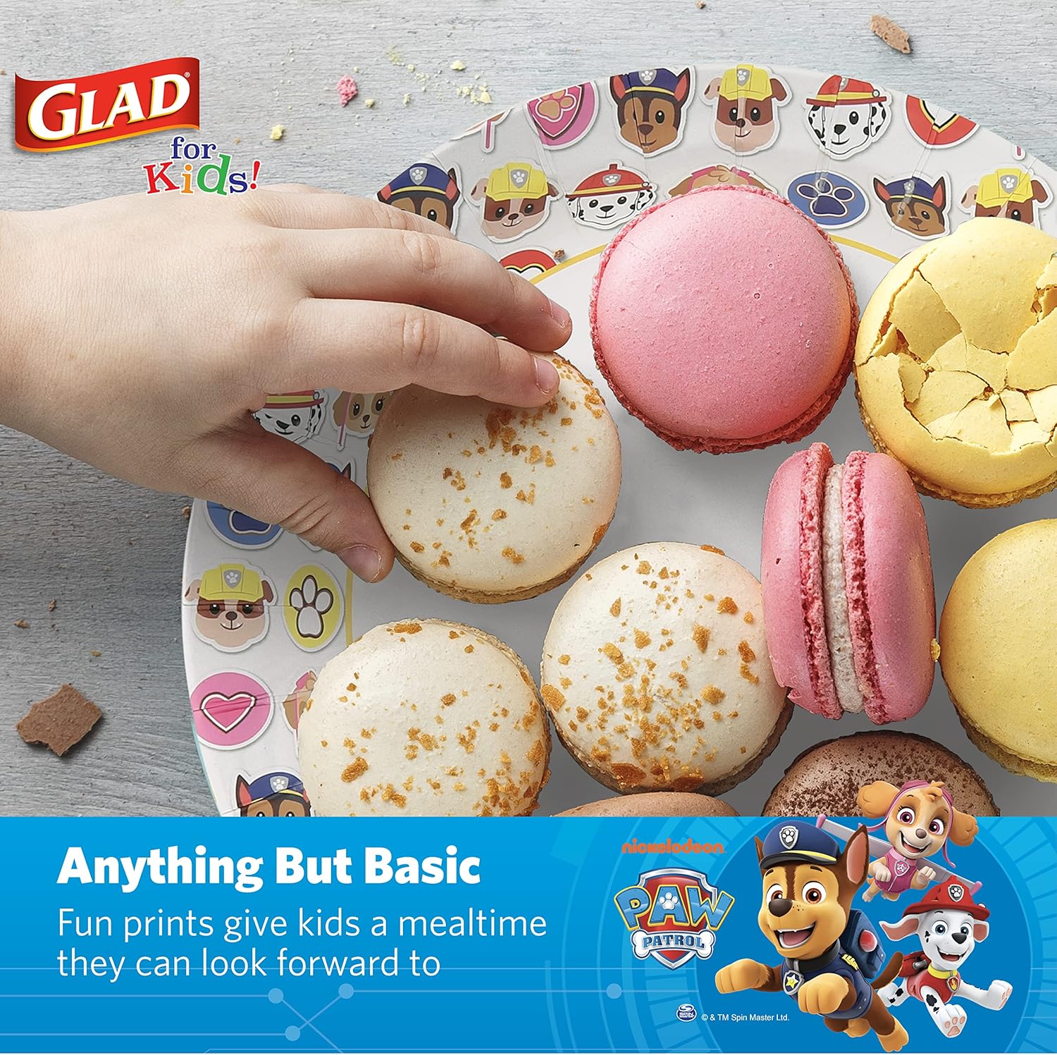 Glad for Kids Paw Patrol Emoji Disposable Paper Plates - Soak Proof, Microwave Safe Snack Plates, Kid Friendly Dinnerware for Everyday Use, 7 Inch, 20 Count