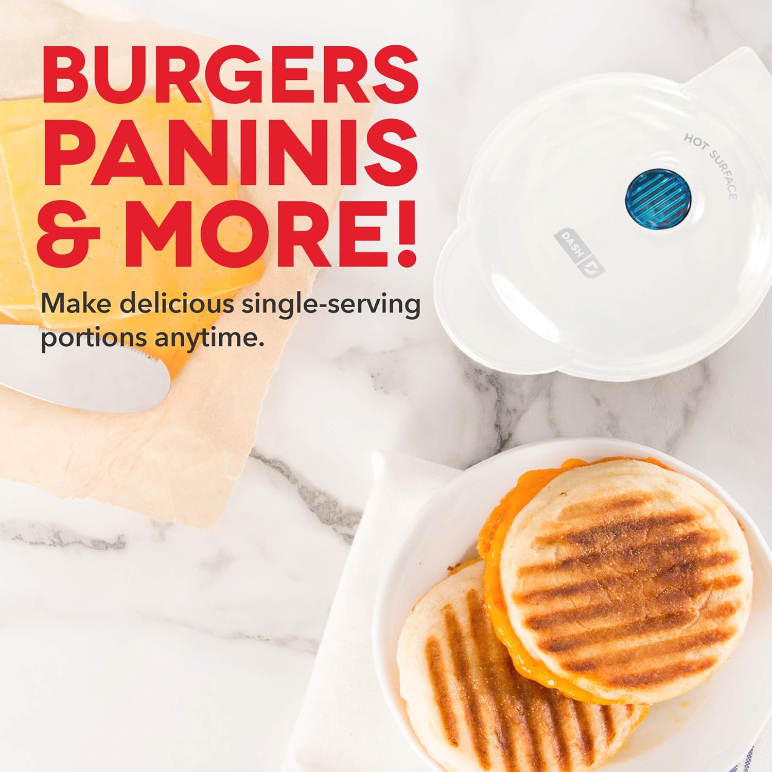 Dash Mini Maker Portable Grill Machine + Panini Press for Gourmet Burgers, Sandwiches, Chicken + Other On the Go Breakfast, Lunch, or Snacks with Recipe Guide - Aqua