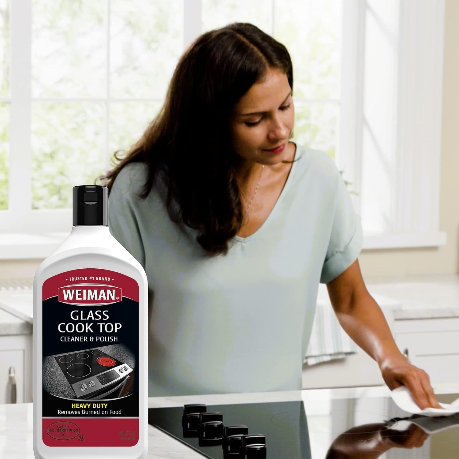 Weiman Non-Abrasive, No Scratch Induction Glass Ceramic Stove Cooktop Heavy Duty Cleaner and Polish, 20 Ounce