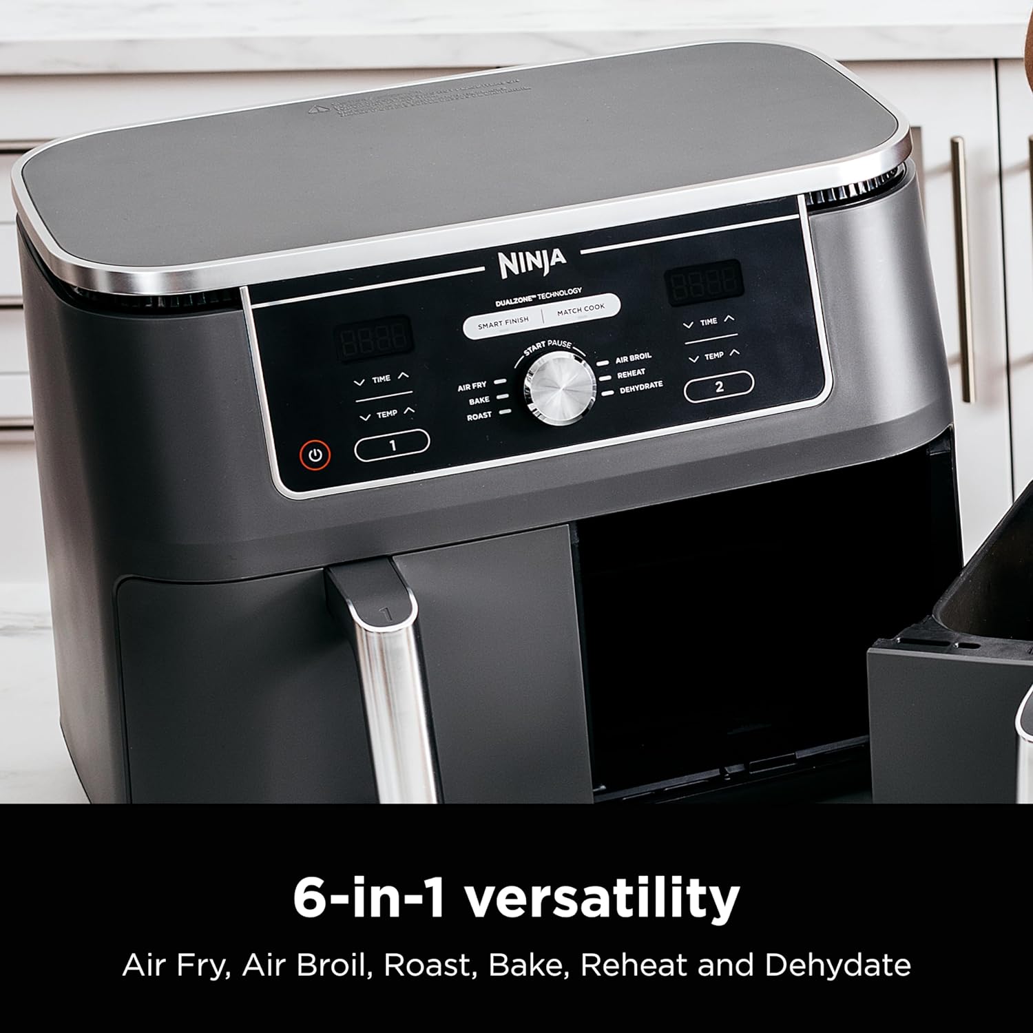 Ninja Air Fryer, Thermometer, Roast, Bake, Air Fry, Crisps, Broil, Reheats, Keep Warm, 10-in-1, Fries, Frozen Food, Veggies, and Meat, Quick Meals, Healthy Meals, Less Oil