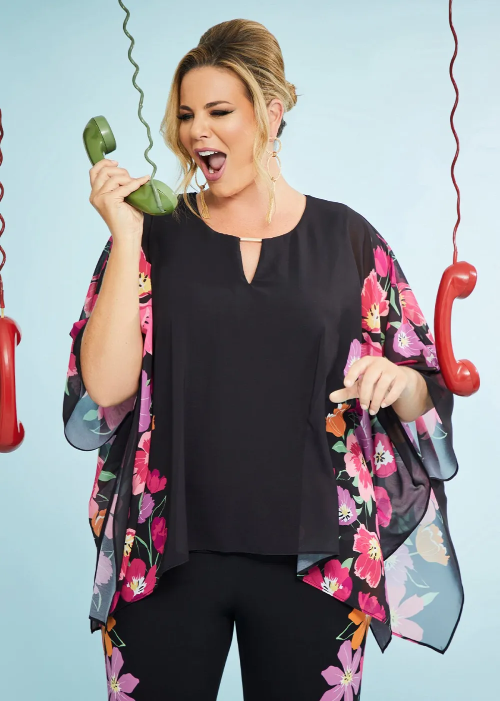 Floral Border Chiffon Top