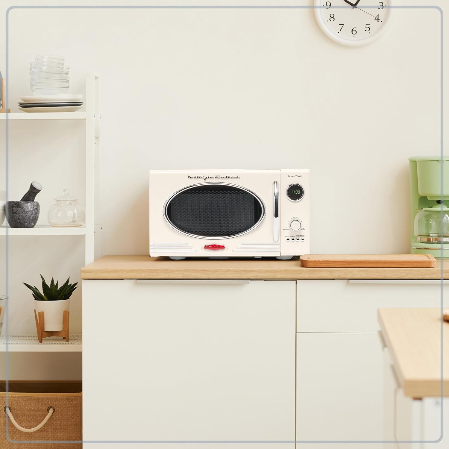 Nostalgia Retro Compact Countertop Microwave Oven - 0.7 Cu. Ft. - 700-Watts with LED Digital Display - Child Lock - Easy Clean Interior - Aqua