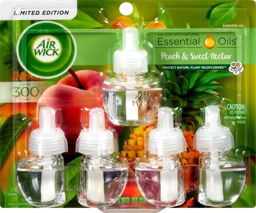 Air Wick Plug in Scented Oil Refill, 5 ct, Fresh Watermelon & Berries, Air Freshener, Essential Oils, Spring Collection