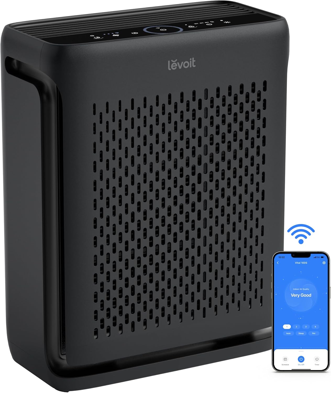 LEVOIT Air Purifier for Home Large Room Up to 1074Ft² with Air Quality Monitor, AHAM VERIFIDE, Smart WiFi, Washable Pre-Filter, HEPA Sleep Mode for Pets, Allergies, Dust, Pollen, Vital 100S-P, White