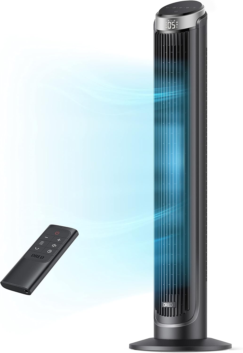 Dreo Tower Fan for Bedroom, 90° Oscillating Fans that Blow Cold Air, 5 Speeds, 4 Modes with 26ft/s Velocity, 12H & 28dB Quiet Timer, Remote, Touch, 40