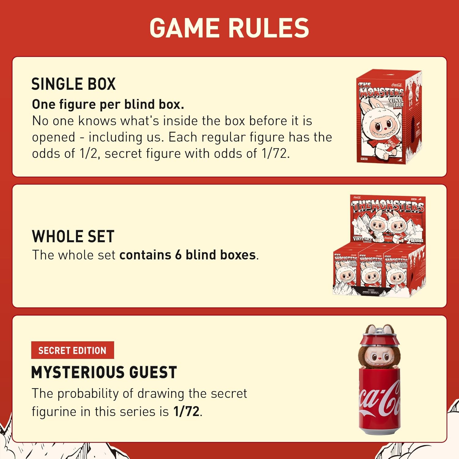 POP MART The Monsters COCA-COLA Series-Vinyl Face Blind Box, Blind Box Figures, Random Design Action Figures Collectible Toys Home Decorations, Holiday Birthday Gifts, Single Box