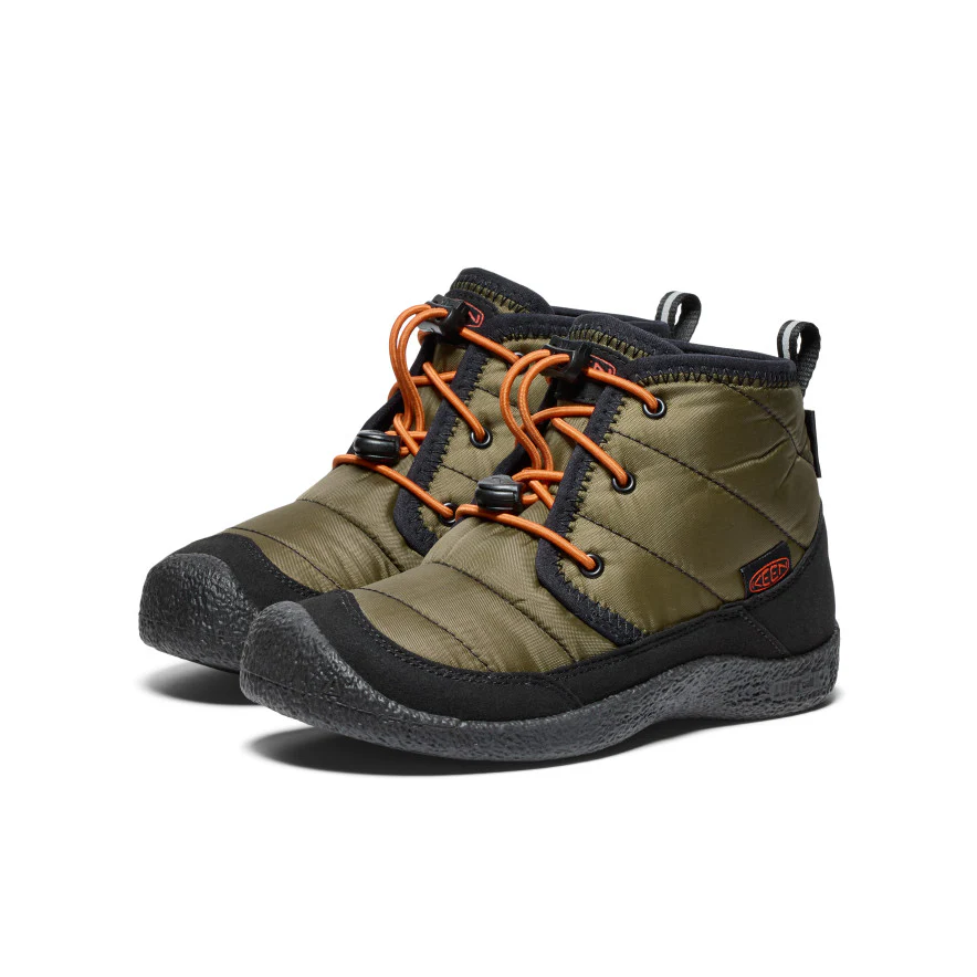 Big Kids' Howser II Waterproof Chukka | Dark Olive/Gold Flame