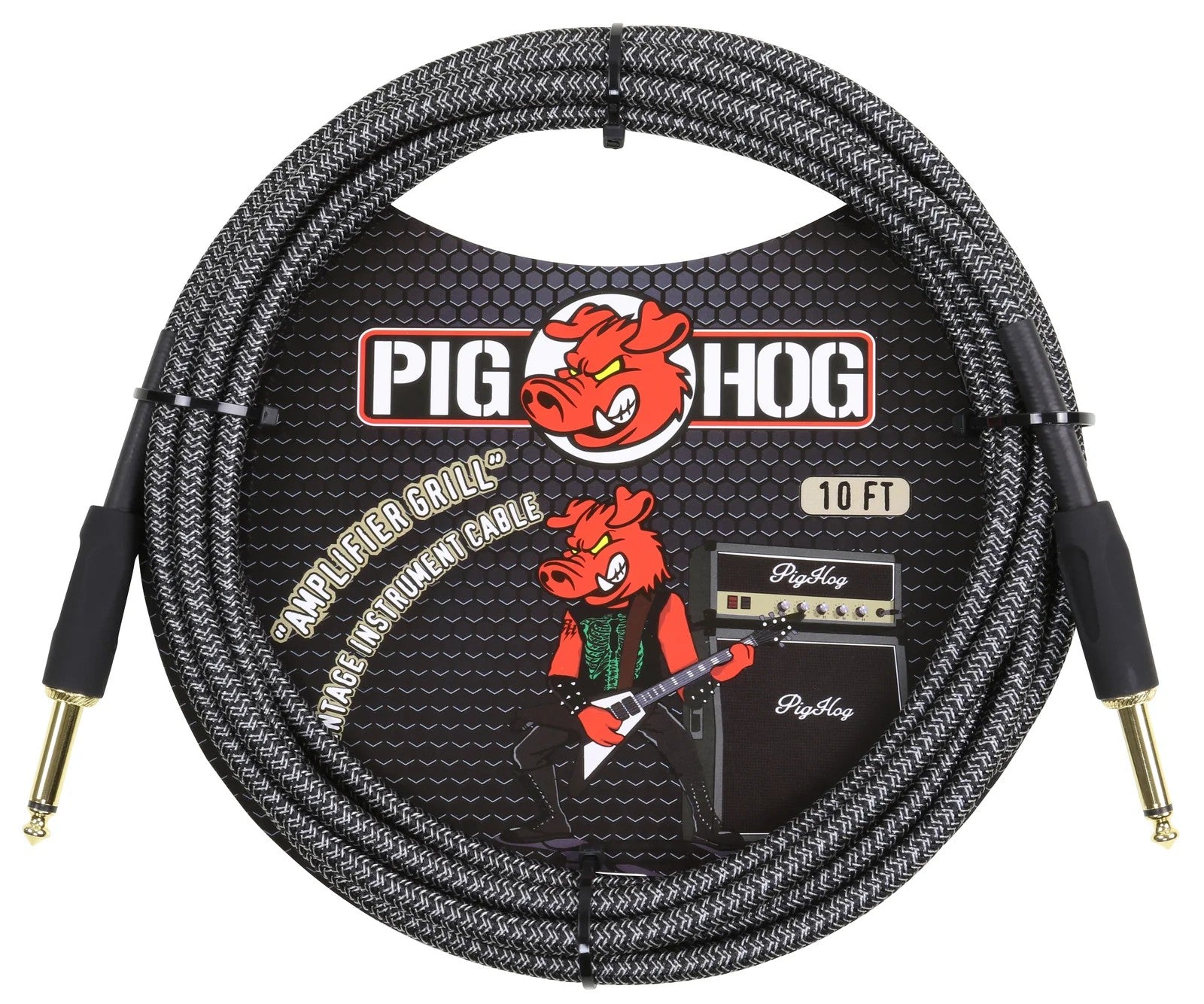 Pig Hog Instrument Cable 10ft, Black Woven