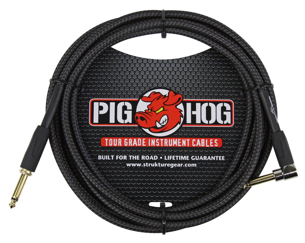 Pig Hog Instrument Cable 10ft Right Angle, Tahitian Blue