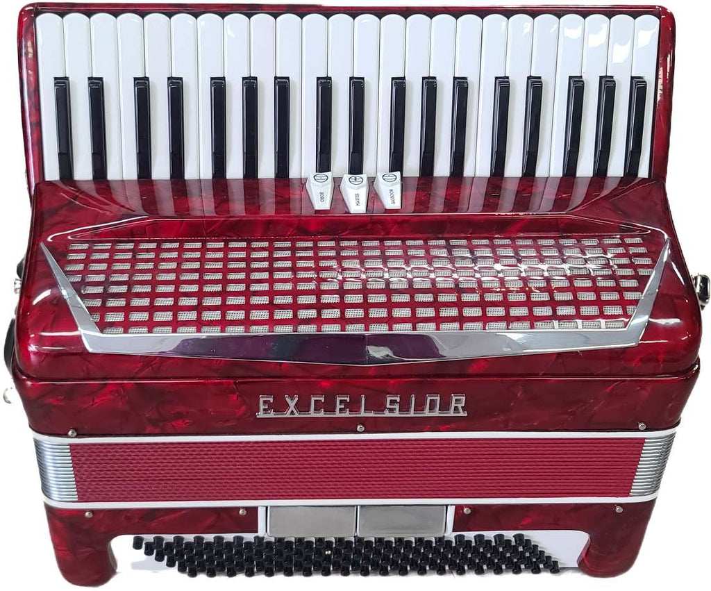 Excelsior 120 Bass Piano Accordion Red, Second Hand
