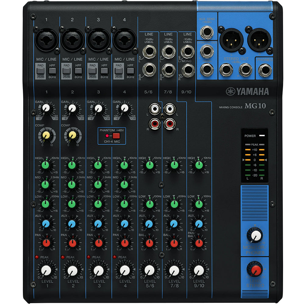 Yamaha MG10X 10 Channel Mixing Console w/ D-PRE Mic Preamps 1-Knob Com