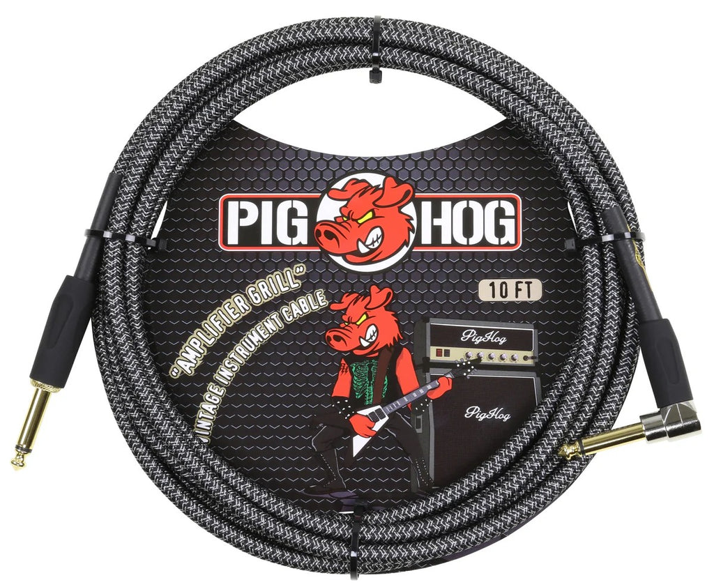 Pig Hog Instrument Cable 10ft Right Angle, Seafoam Green