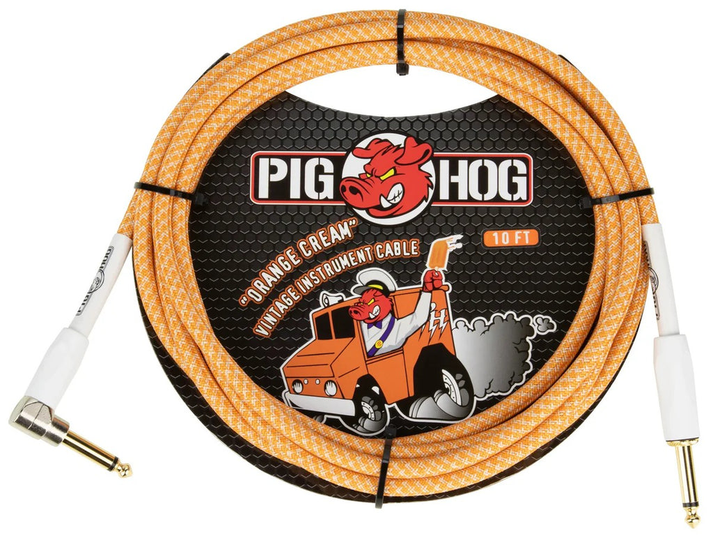 Pig Hog Instrument Cable 10ft Right Angle, Candy Apple Red
