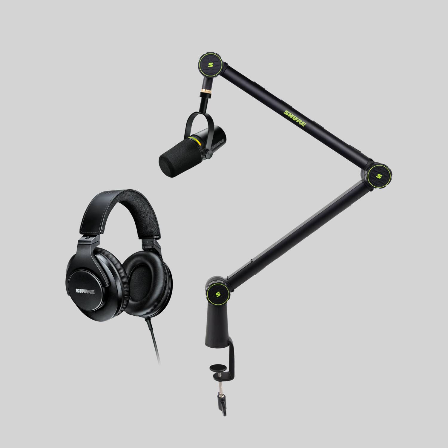 Shure MV7+ Boom Arm and Headphones Bundle