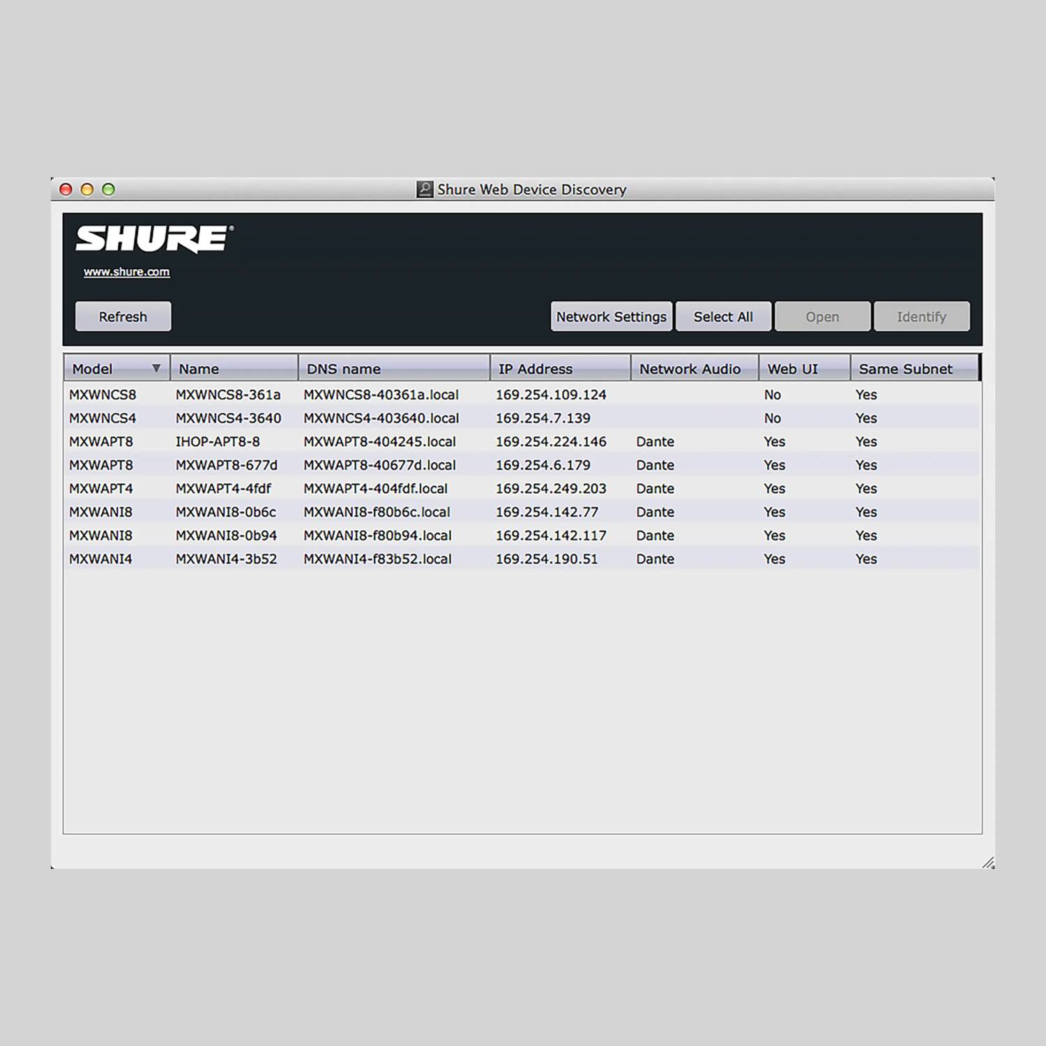 Shure Device Discovery