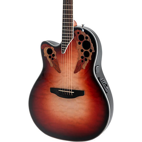 Ovation CE44LX-1R-G Celebrity Series Elite Plus Mid-Depth Left-Handed Acoustic-Electric Guitar Ruby Burst - musicians--Friend