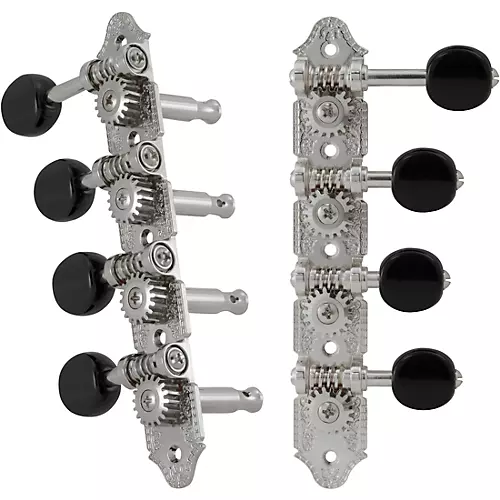 Grover Professional Mandolin F Style 409 Series Black Button Tuning Machines Chrome - musicians--Friend