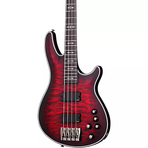Schecter Guitar Research Hellraiser Extreme-4 Electric Bass Guitar Satin Crimson Red Burst - musicians--Friend