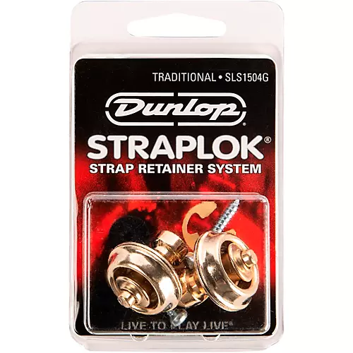 Dunlop Straplok Traditional Strap Retainer System Gold - musicians--Friend