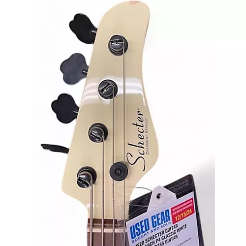 Used Schecter Guitar Research P4 Classic White Electric Bass Guitar Classic White - musicians--Friend