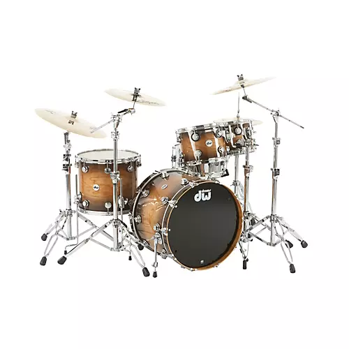 DW Collector's Cherry Lacquer Specialty 4-Piece Shell Pack All Cherry Natural to Candy Black Burst Chrome Hardware - musicians--Friend