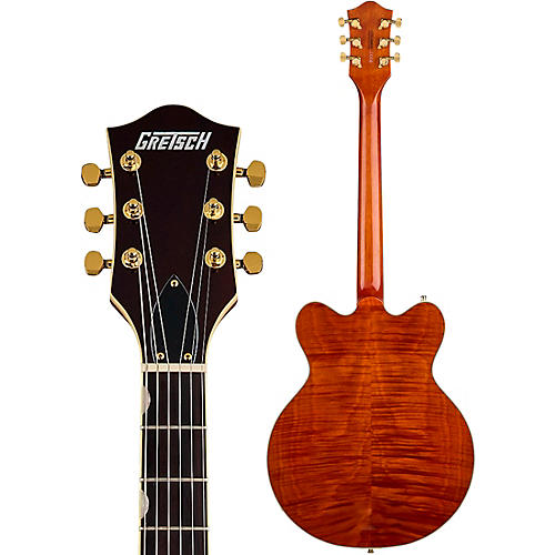 Gretsch Guitars Electromatic LTD Flame Okoume Broadkaster Double-Cut Electric Guitar With Bigsby Roundup Orange Stain - musicians--Friend