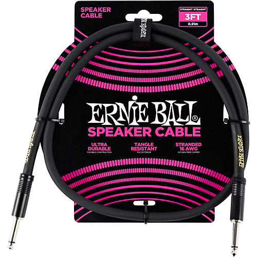 Ernie Ball Ernie Ball Speaker Cable Black Straight/Straight 3 ft. Black - musicians--Friend