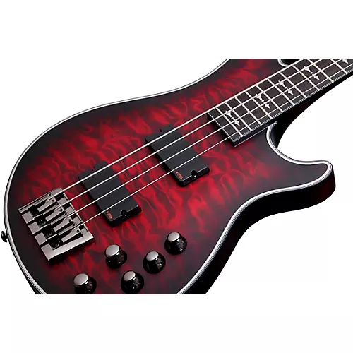 Schecter Guitar Research Hellraiser Extreme-4 Electric Bass Guitar Satin Crimson Red Burst - musicians--Friend