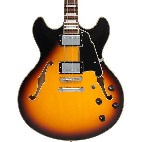 D'Angelico Premier DC Limited-Edition Semi-Hollow Electric Guitar Vintage Sunburst - musicians--Friend