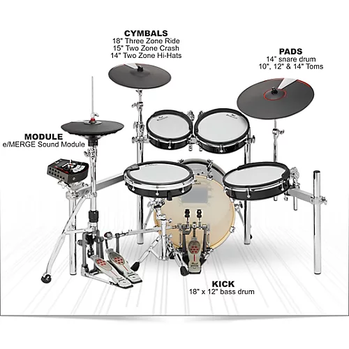 Pearl e/MERGE e/HYBRID Electronic Drum Set Powered by KORG Jet Black - musicians--Friend
