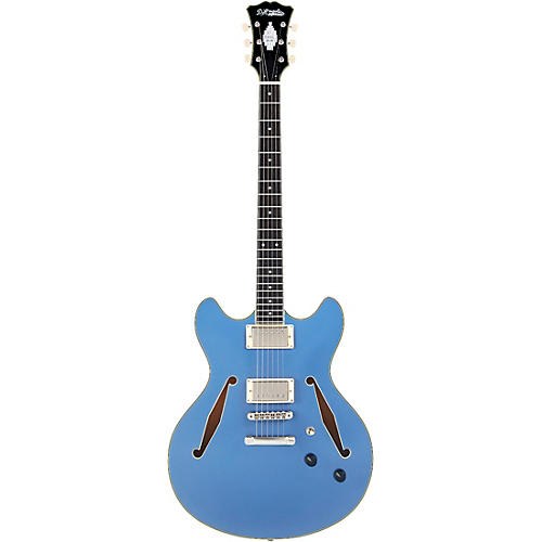 D'Angelico Excel DC Tour Semi-Hollow Electric Guitar With Supro Bolt Bucker Pickups and Stopbar Tailpiece Slate Blue - musicians--Friend