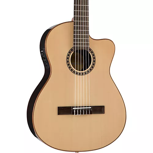 Lucero LFN200SCE Spruce/Rosewood Thinline Acoustic-Electric Classical Guitar Natural - musicians--Friend