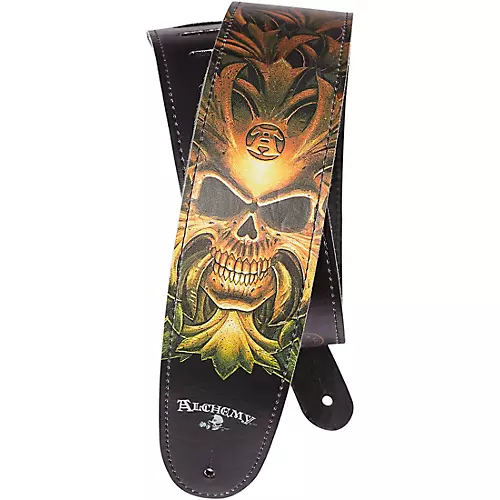 D'Addario Alchemy Leather Guitar Strap, Cryptorosa Skull 2.5 in. - musicians--Friend