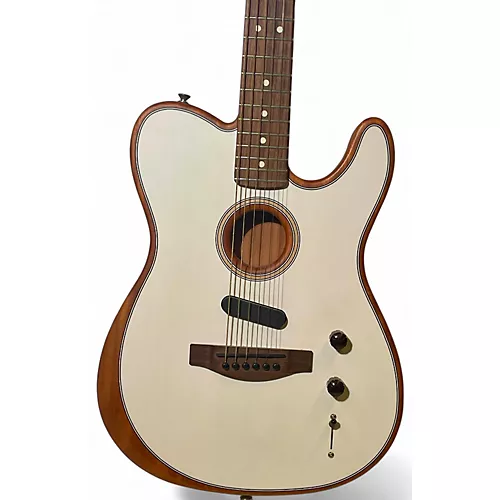 Used Fender Acoustasonic Player Telecaster White Acoustic Electric Guitar White - musicians--Friend