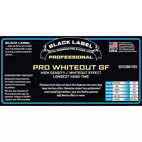 Black Label Pro Whiteout 5-Gallon Heavy Density, White-Out Effect, Longest Hang Time, Glycerin-Free Fog Fluid - musicians--Friend