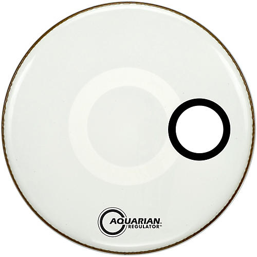 Aquarian Regulator RSM Off-Set Hole Bass Drum Head Gloss White 22 in. - musicians--Friend